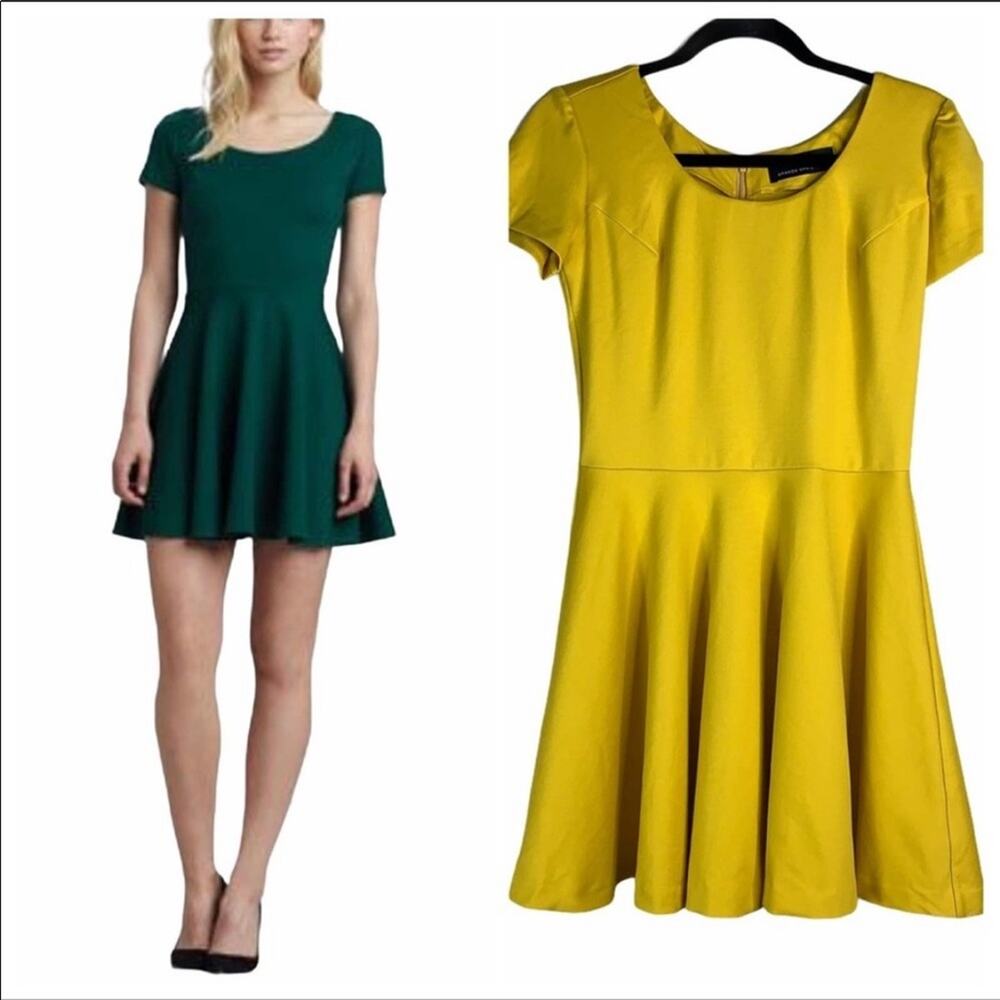 NWOT AMANDA UPRICHARD Women's Gold Yellow Fit & Flare Skater Dress